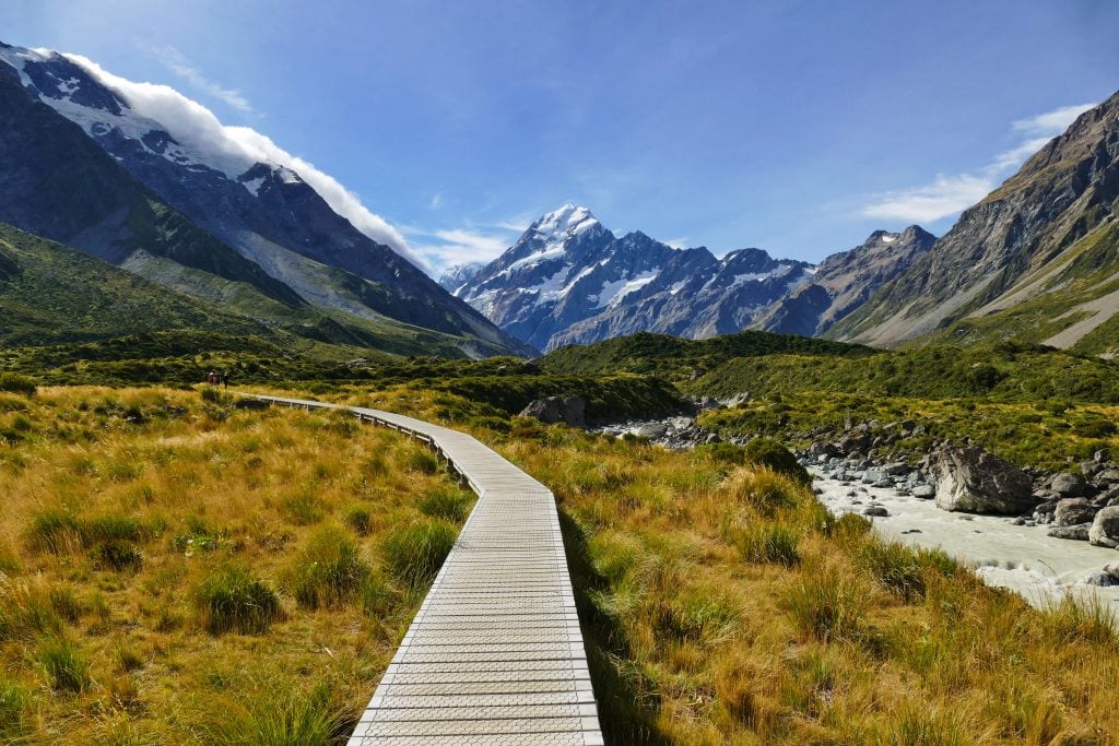 Hooker Valley Track in Mount Cook National Park, New Zealand is one of the best places to elope in the world.