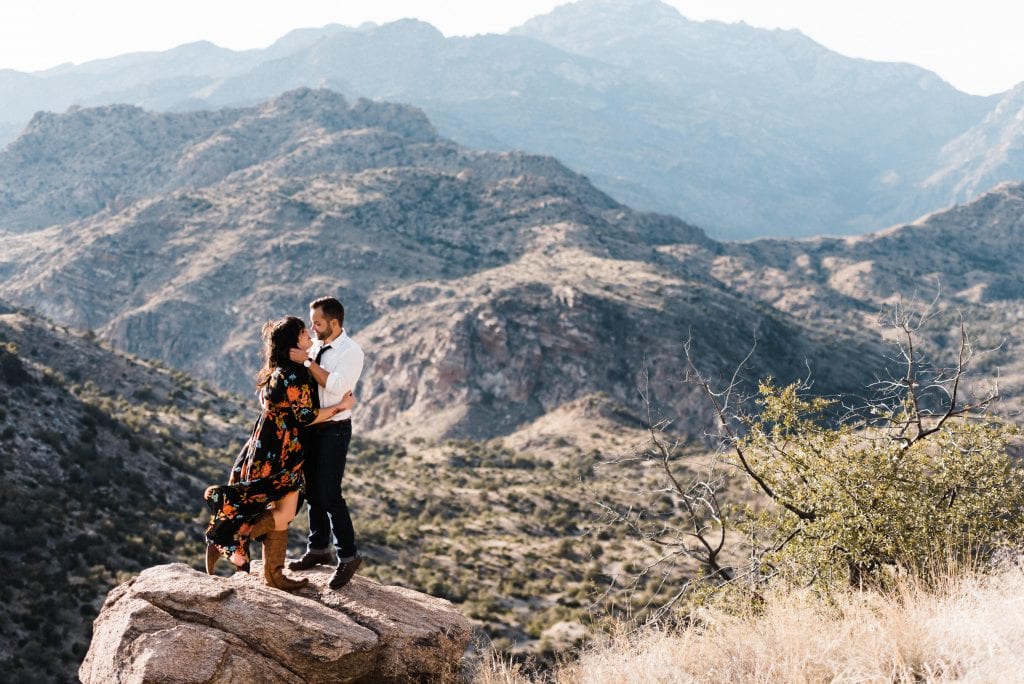 Couple eloping at a lookout on Mount Lemmon in Arizona.