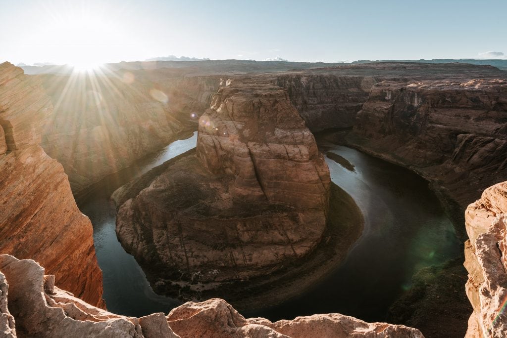 Horseshoe Bend at sunset is an adventurous elopement location perfect for a couple or family that wants to share a new experience on their wedding day.