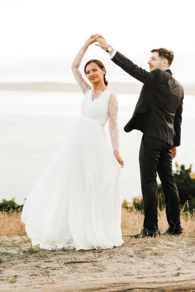 Arizona wedding photographer who also documents Pacific Northwest elopements like this one at Discovery Park, Seattle.