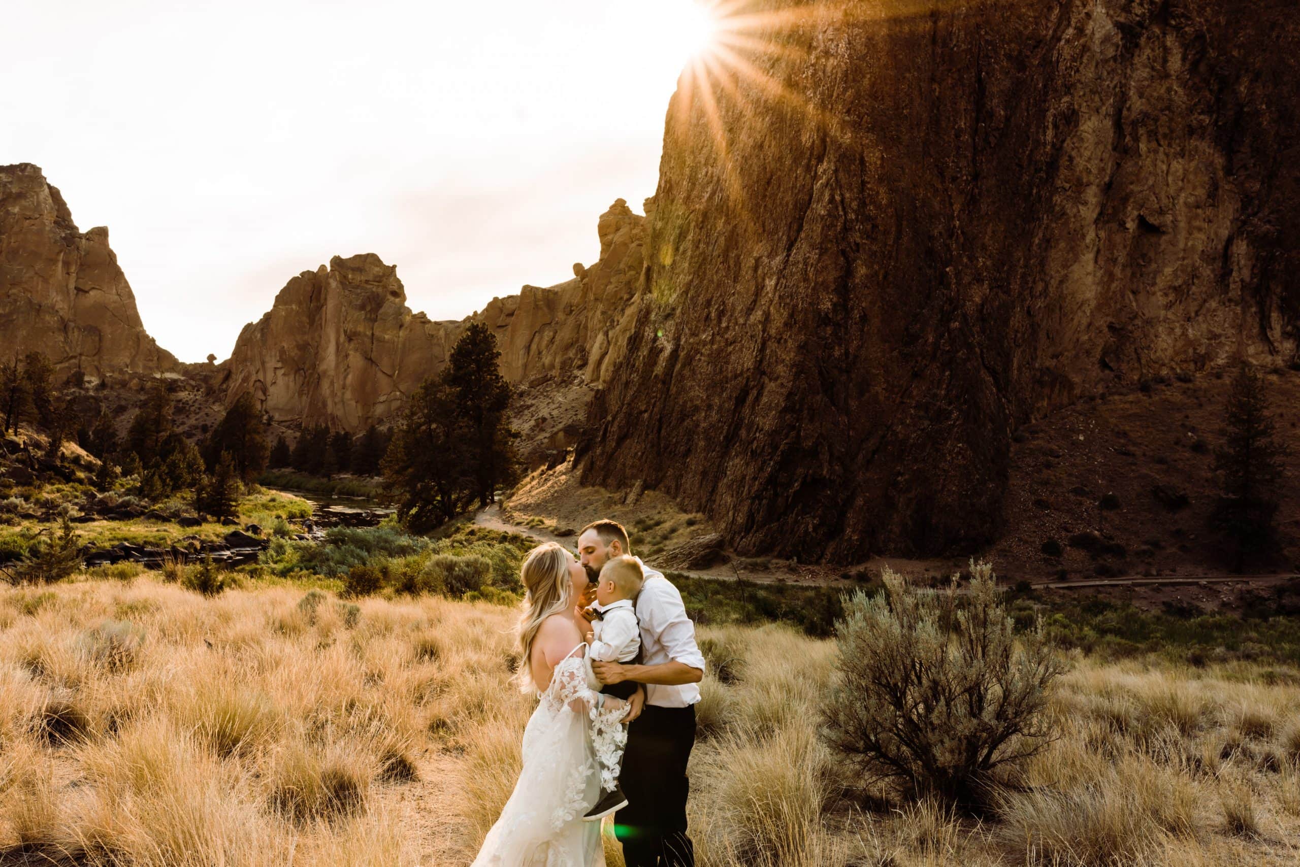 Family elopement at Smith Rock State Park Pacific Northwest.